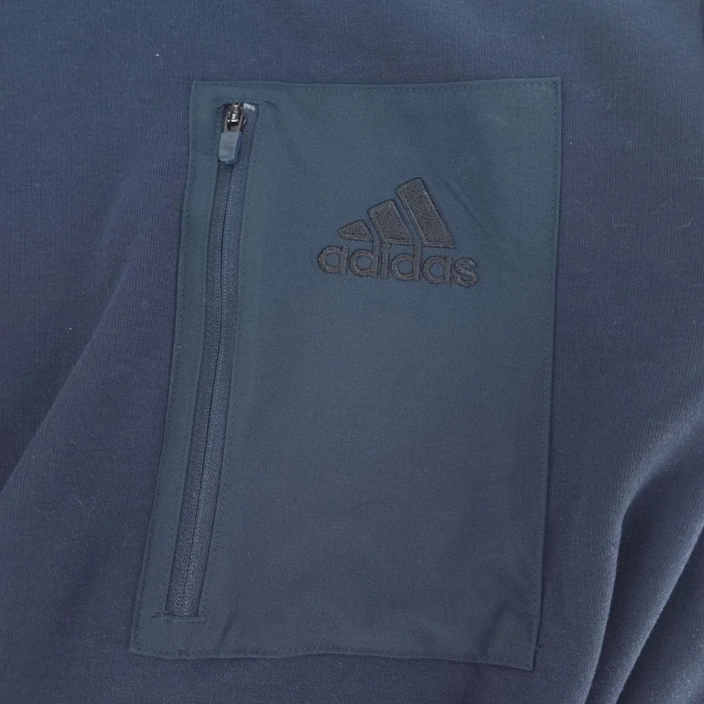 Adidas Fleece Pocket Hoodie Men Small Aurink Blue Pullover Activewear Athleisure